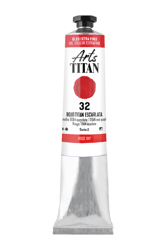 Titán Óleo ExtraFino 60ml Serie 2 Número 32 Color Rojo Escarlata Titan