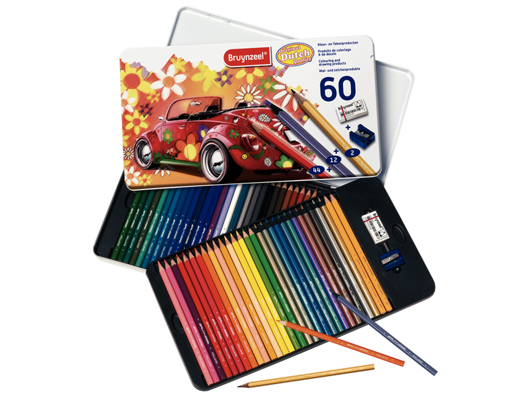 Bruynzeel Caja con 60 productos para colorear y dibujar
