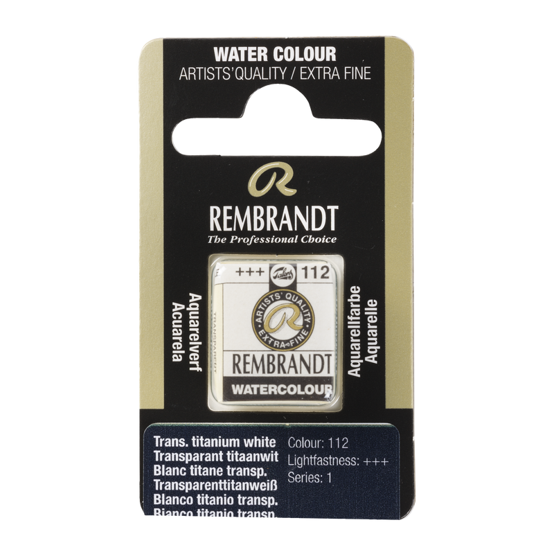 Watercolor Rembrandt Watercolor Pan 1/2 Godet Series 1 No. 112 Color Titanium White Transparent