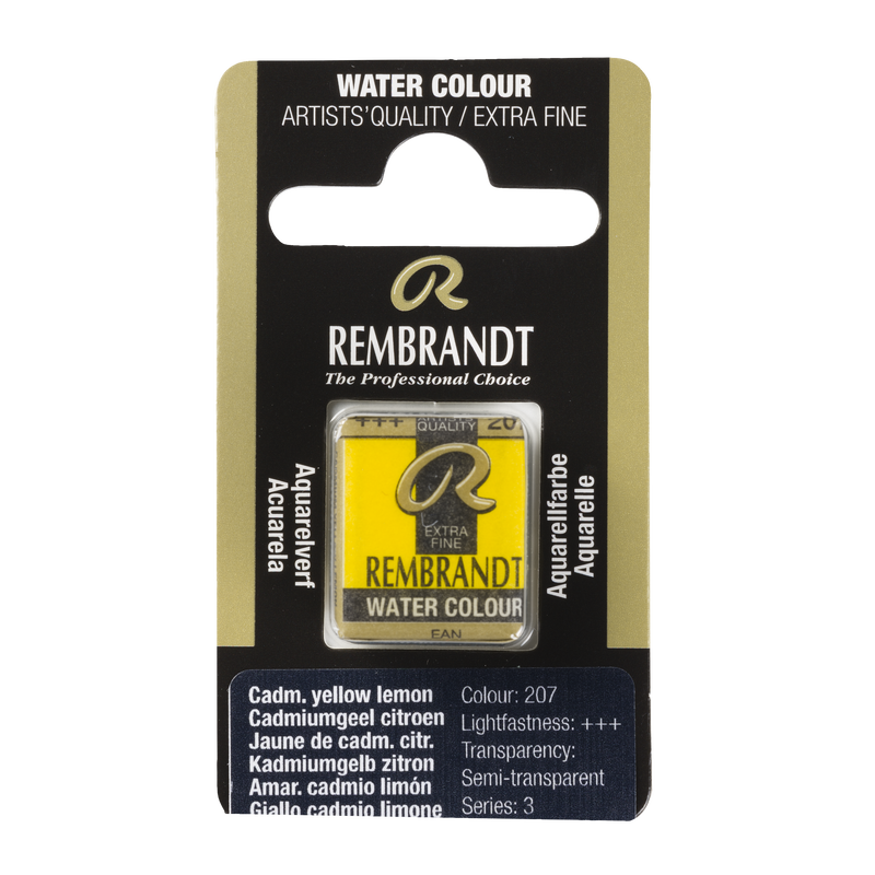 Watercolor Rembrandt 1/2 Godet Watercolor Pill Series 3 No. 207 Cadmium Yellow Lemon