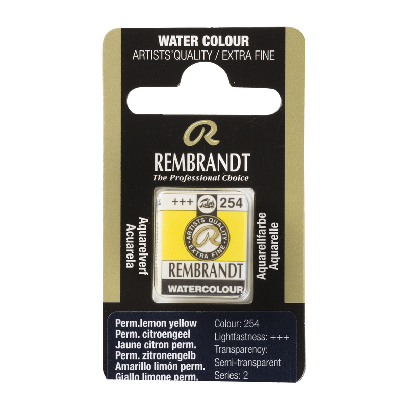 Watercolor Rembrandt 1/2 Godet Watercolor No. 254 Series 2 Lemon Yellow Permanent