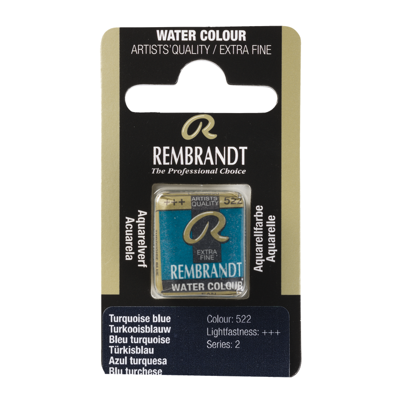 Watercolor Rembrandt 1/2 Godet Pastilla 1/2 Godet Series 2 Nº 522 Color Turquoise Blue