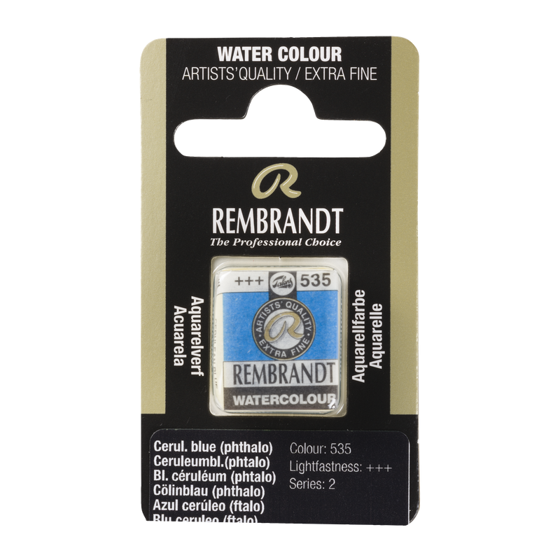 Watercolor Rembrandt Watercolor Pan 1/2 Godet Series 2 No. 535 Cerulean Blue Phthalus