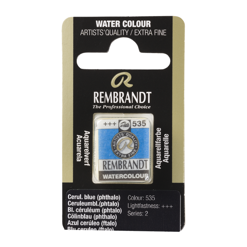 Aquarell Rembrandt Aquarell Pfanne 1/2 Godet Serie 2 Nº 535 Cerulean Blau Phthalo