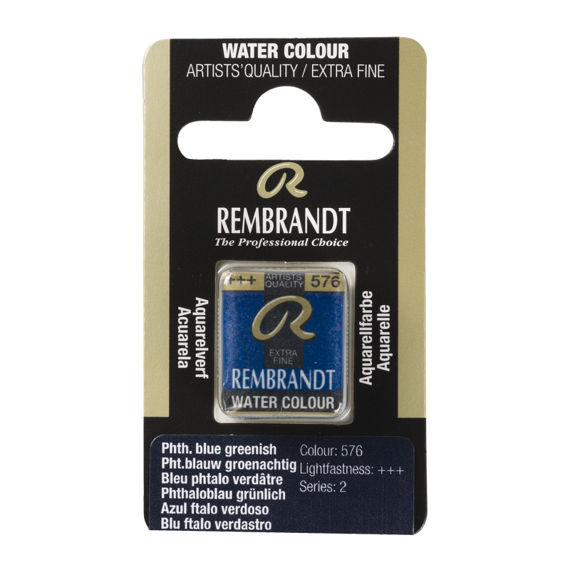 Watercolor Rembrandt Watercolor Pan 1/2 Godet Series 2 No. 576 Phthalo Blue Greenish Color