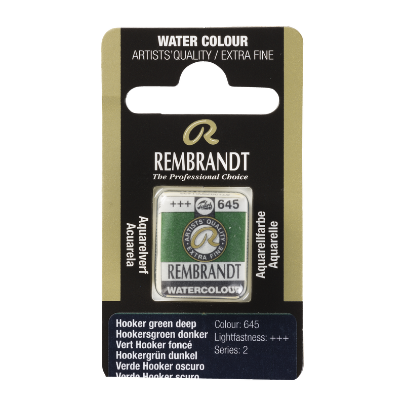 Acuarela Rembrandt Pastilla 1/2 Godet Serie 2 Nº 645Color Verde Hooker Oscuro