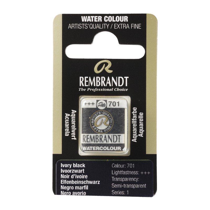 Watercolor Rembrandt Watercolor Brush 1/2 Godet Series 1 No. 701 Color Black Ivory