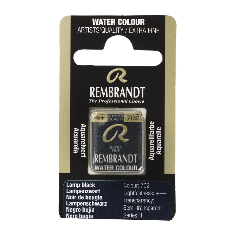 Watercolor Rembrandt Watercolor Brush 1/2 Godet Series 1 No. 702 Color Black Spark Plug