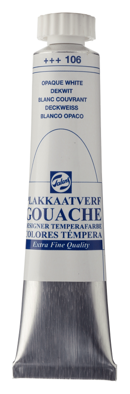 Talens Gouache extra fein, 20 ml Tube Deckweiß Nr. 106