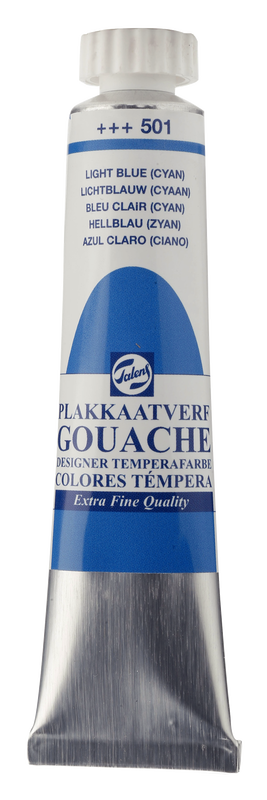 Talens Gouache extra fein, 20 ml Tube Hellblau Cyan Nr. 501