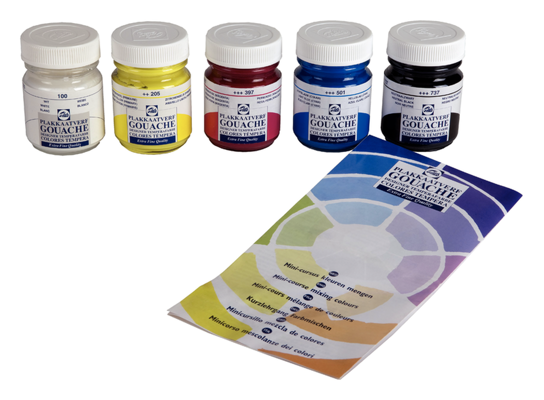 Talens Set 5 Gouache Talens Tempera 50 ml Grundfarben