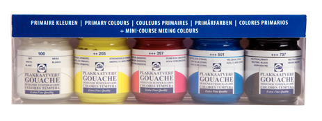 Talens Set 5 Gouache Talens Tempera 50 ml Grundfarben