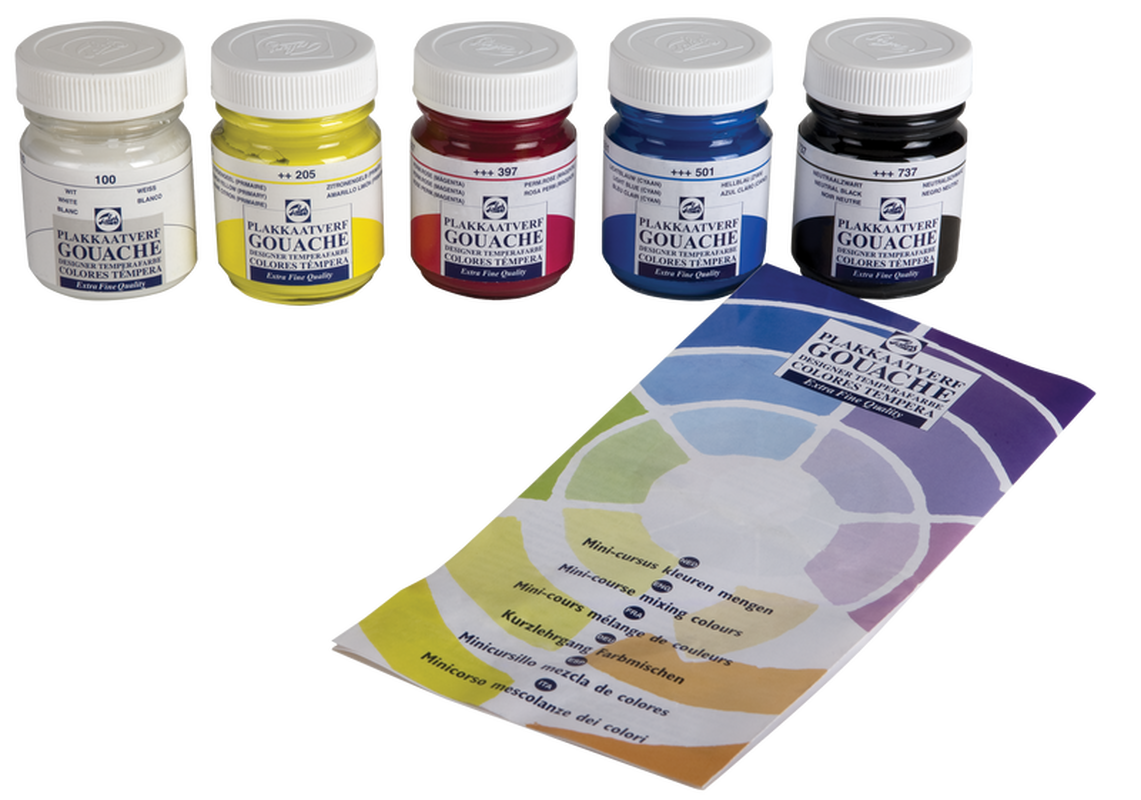 Talens Set 5 Gouache Talens Tempera 50 ml Grundfarben