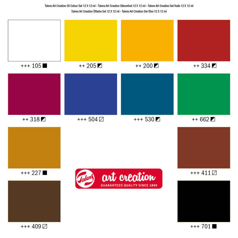 Art Creation Set von 12 Tuben Ölfarben x 12 ml