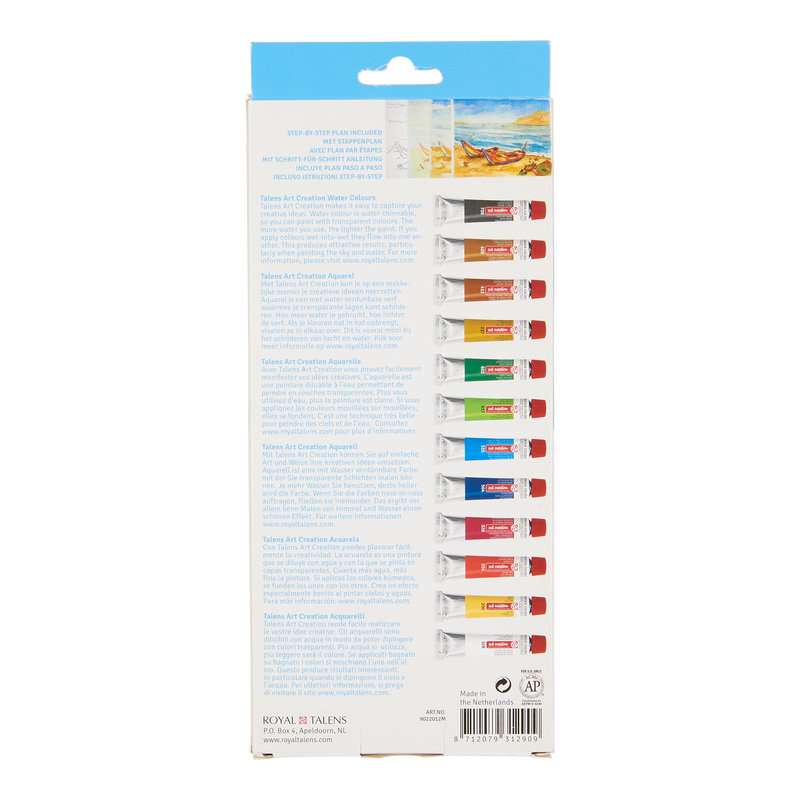 Art Creation Set mit 12 Tuben Aquarellfarbe 12 ml