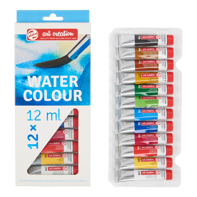 Art Creation Set mit 12 Tuben Aquarellfarbe 12 ml
