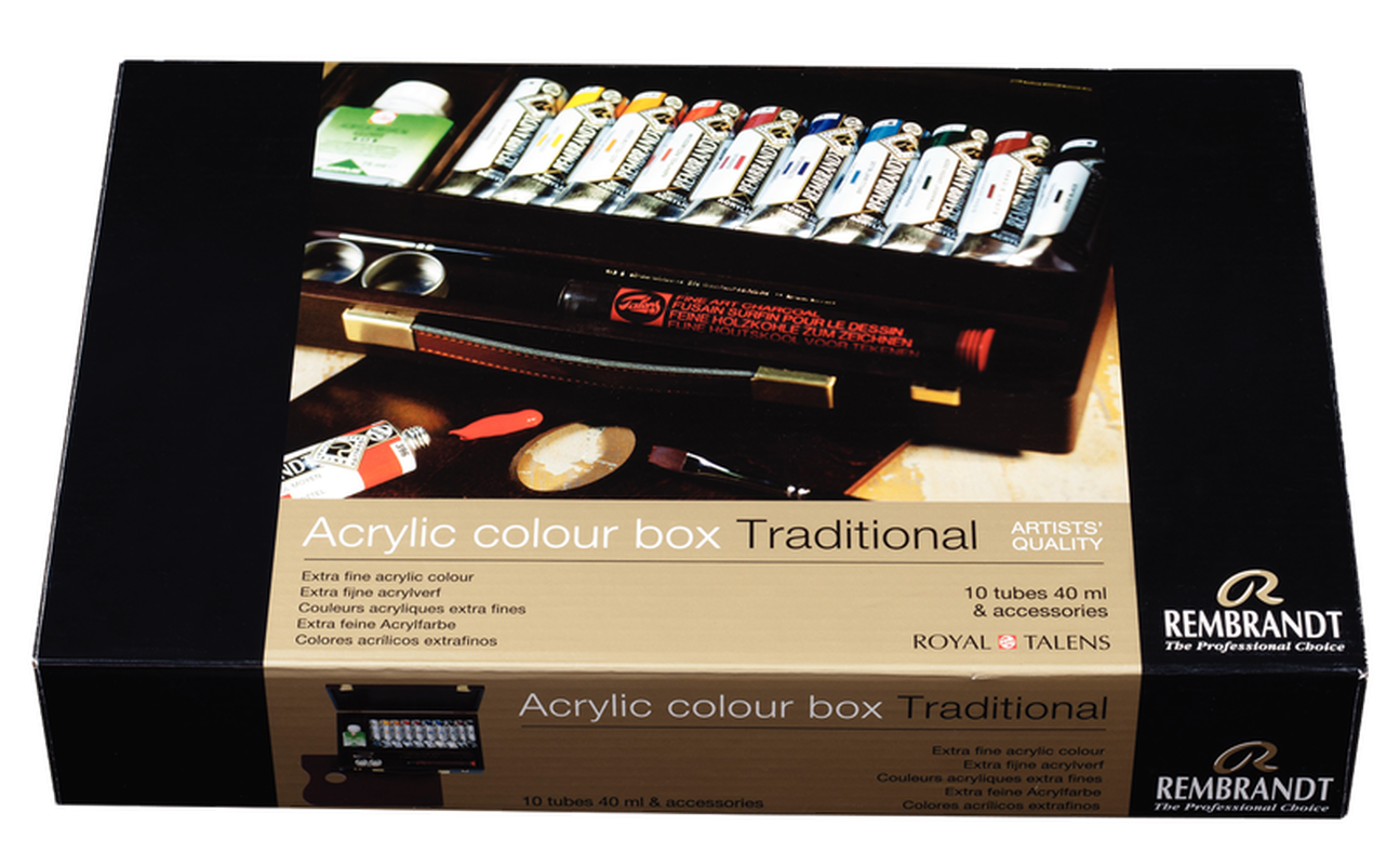 Rembrandt Rac Traditional Acrylics Wood Box 10 Tubes x 40ml