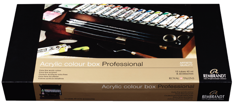 Rembrandt Professional Rac Acrylics Wood Box 15 Tubes x 40ml