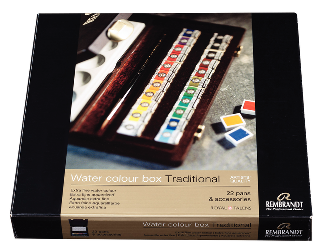 Rembrandt Traditional Watercolor Box 22 x 1/2 Godet + Accessories