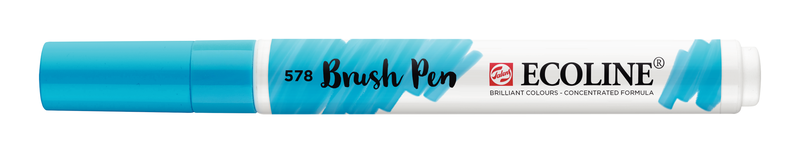 Talens Brush Pen Ecoline Marker Number 578 Color Light Blue (Cyan)