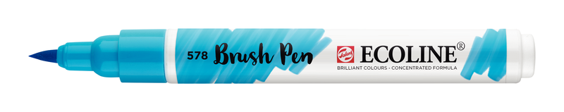 Talens Brush Pen Ecoline Marker Number 578 Color Light Blue (Cyan)