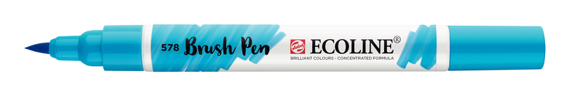 Talens Brush Pen Ecoline Marker Number 578 Color Light Blue (Cyan)