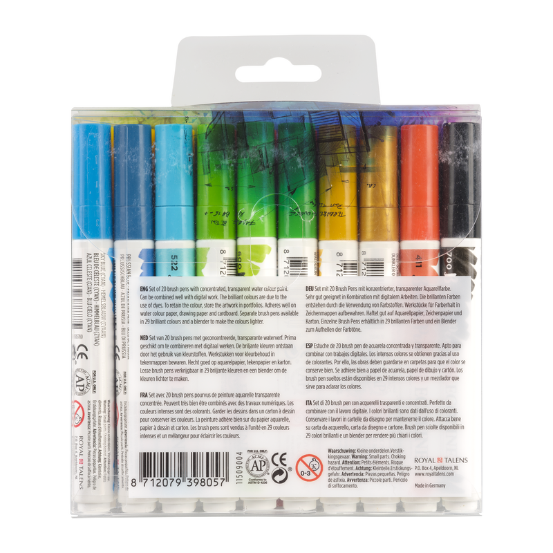 Talens Set de 20 rotuladores Brush Pen Ecoline