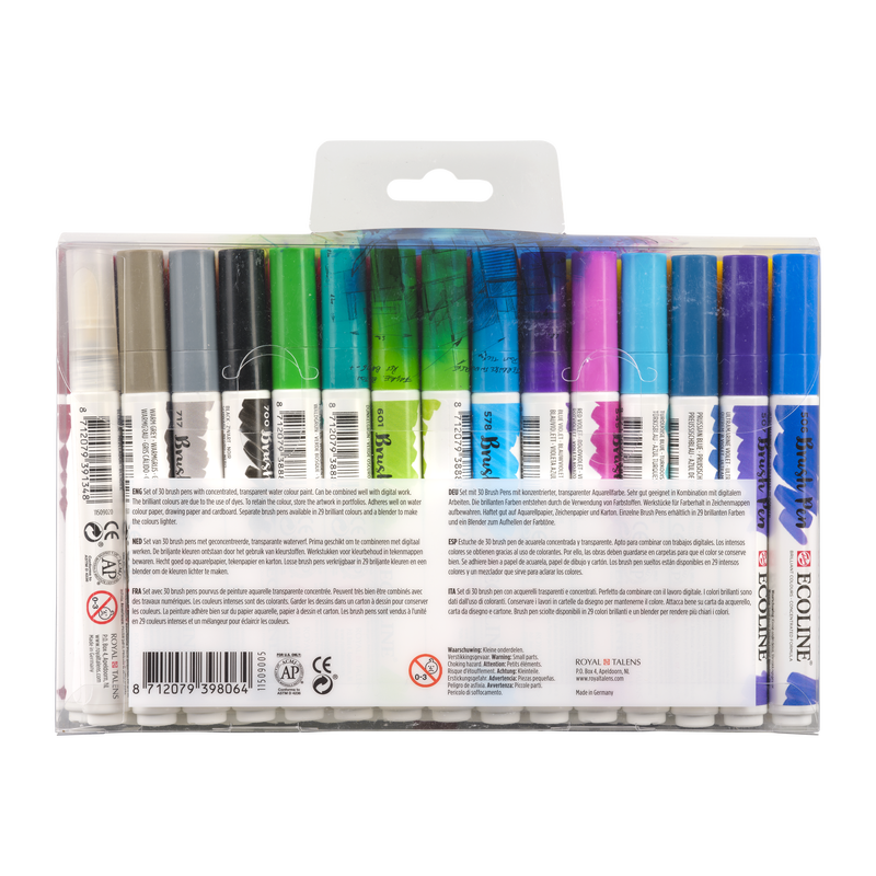 Talens Set mit 30 Brush Pen Ecoline-Markern