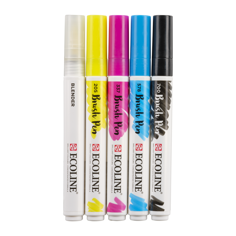 Talens 5er Set Brush Pen Ecoline Marker