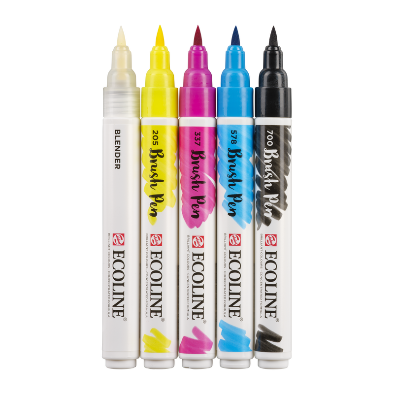 Talens 5er Set Brush Pen Ecoline Marker