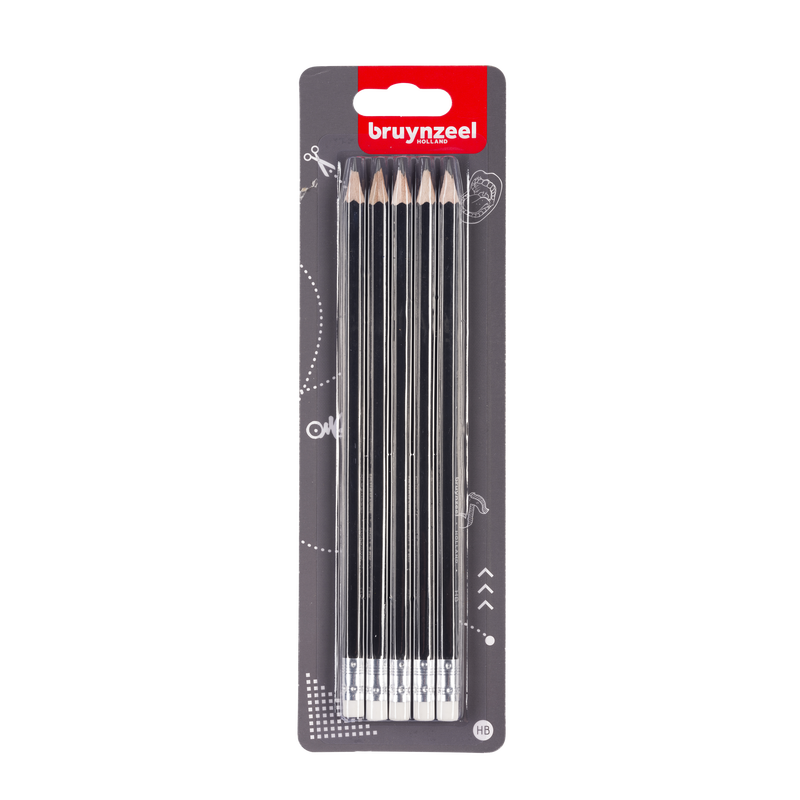 Set of 5 Graphite Pencils HB bruynzell