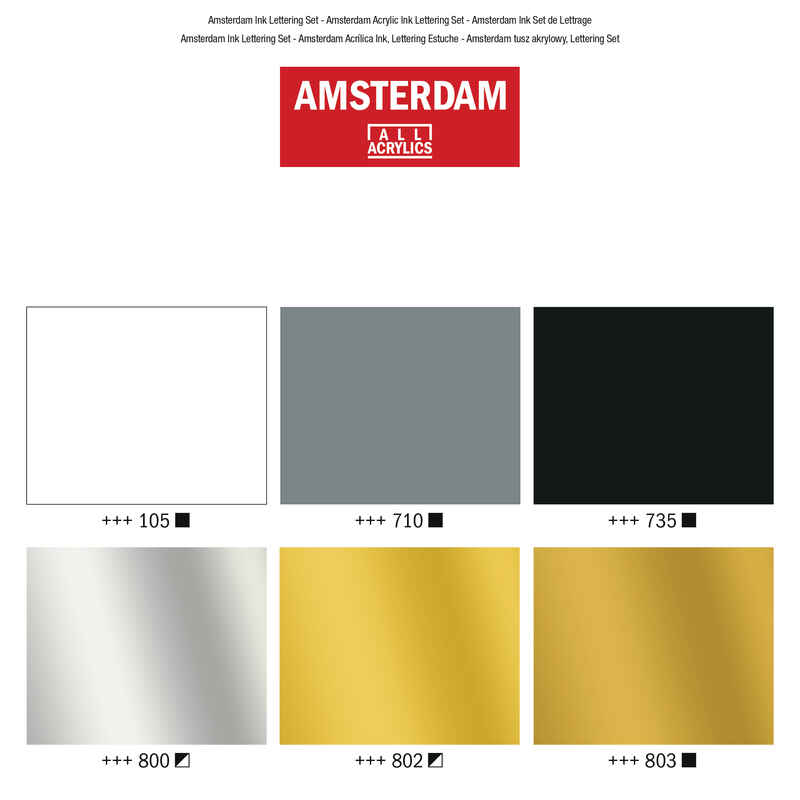 Amsterdam Lettering Set tinta acrílica 6 x 30ml