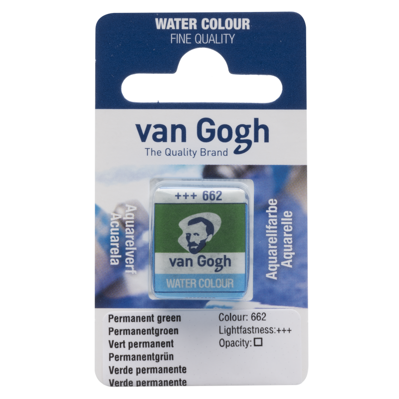 Van Gogh Watercolor 1/2 Godet No. 662 Green Permanent Color