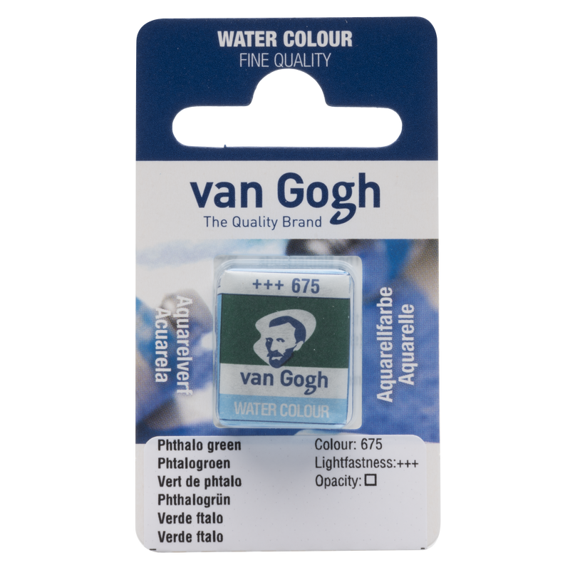Watercolor Van Gogh 1/2 Godet No. 675 Pill Phthalo Green Color