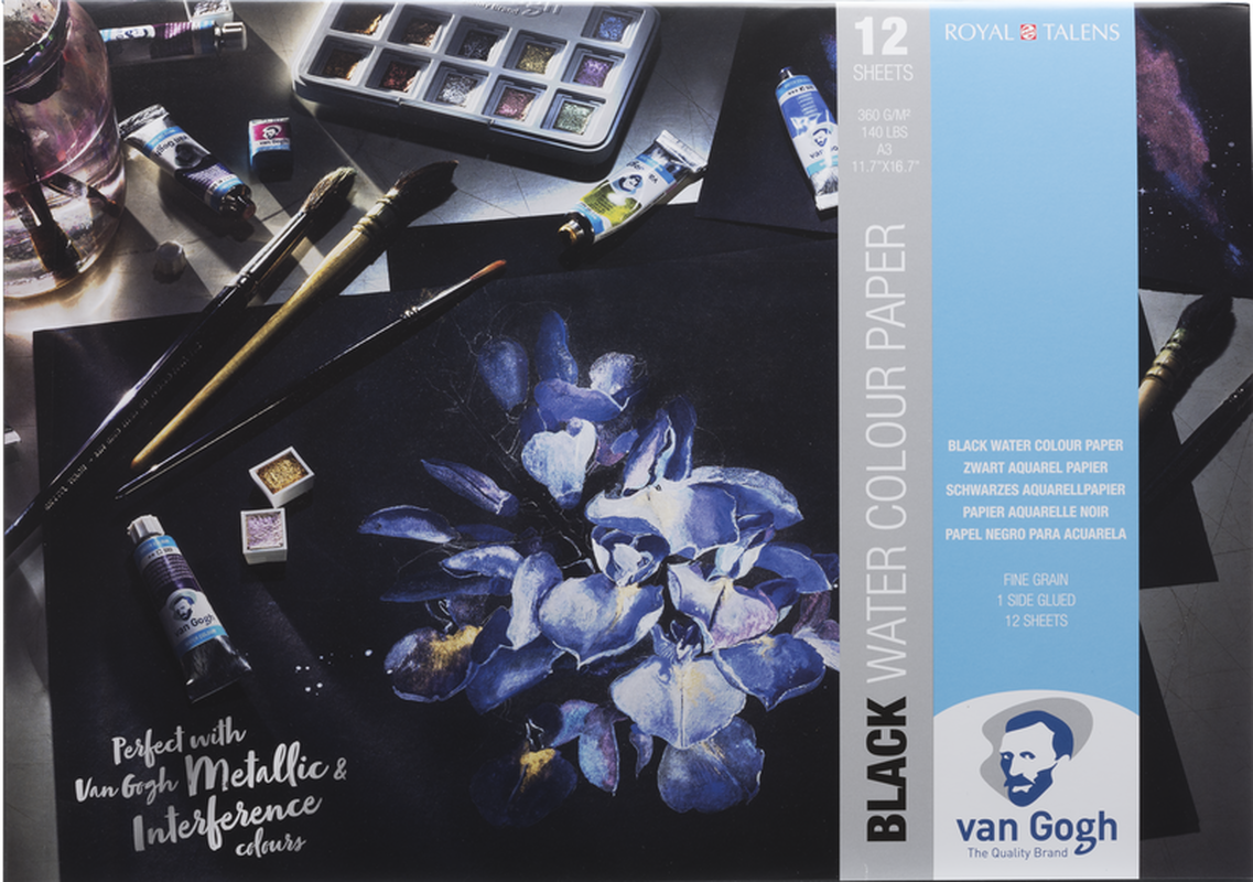 Van Gogh Schwarzer Aquarellpapierblock 360gr- A3 12 Blatt Feinkörnig