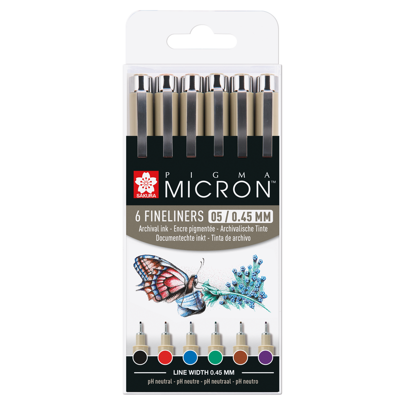 Sakura Talens Set de 6 rotuladores Micron Pigma Colores 6 fineliners