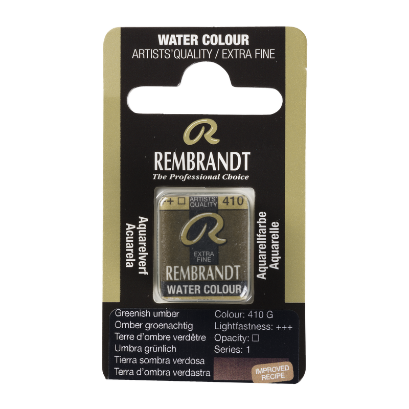 Acuarela Rembrandt Pastilla 1/2 Godet Serie 1 Nº 410 G Color Tierra Sombra Verdoso