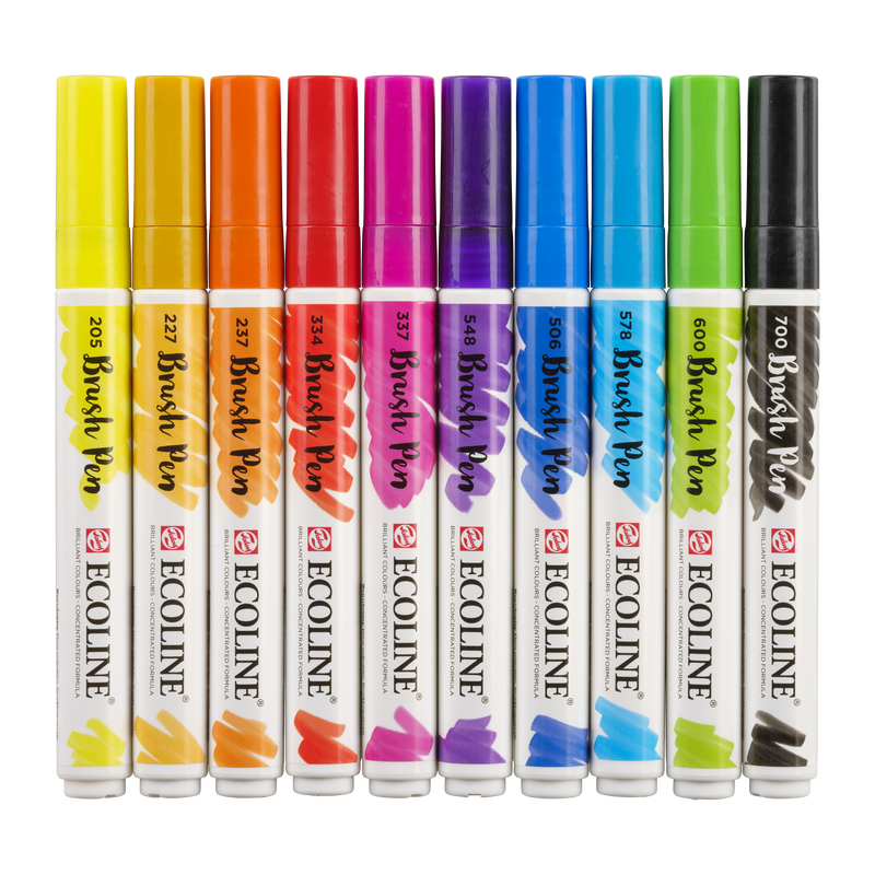 Talens 10er Set Brush Pen Ecoline Marker
