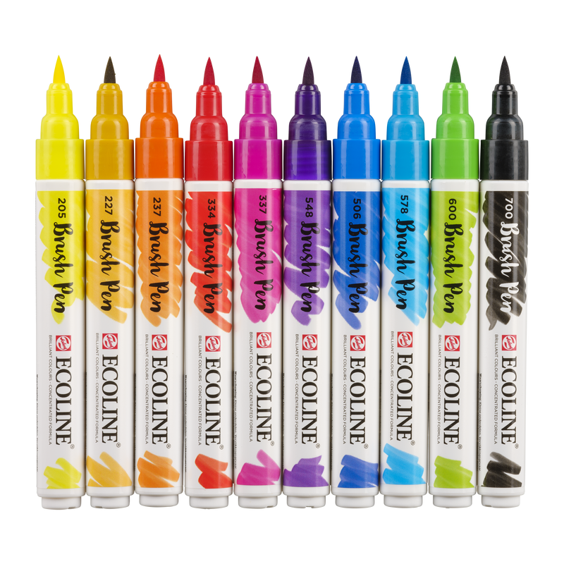 Talens 10er Set Brush Pen Ecoline Marker