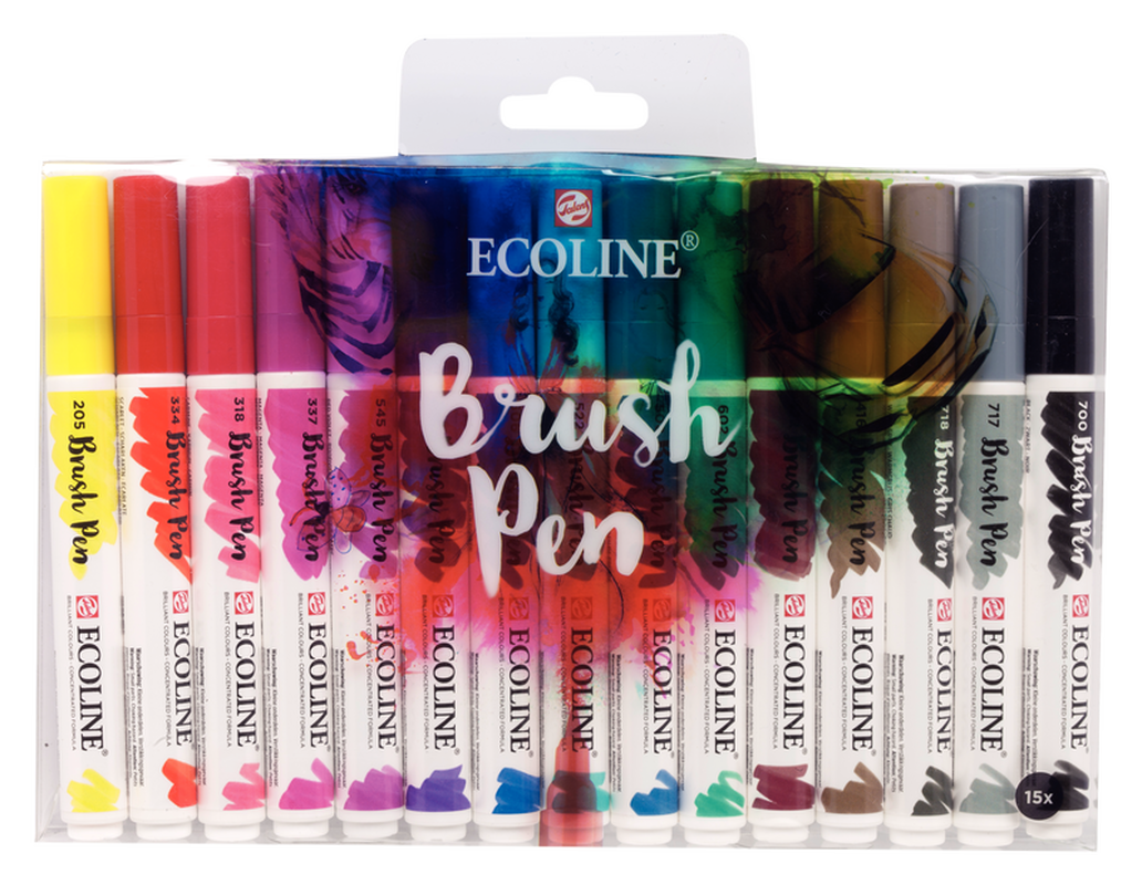 Talens Set de 15 rotuladores Brush Pen Ecoline