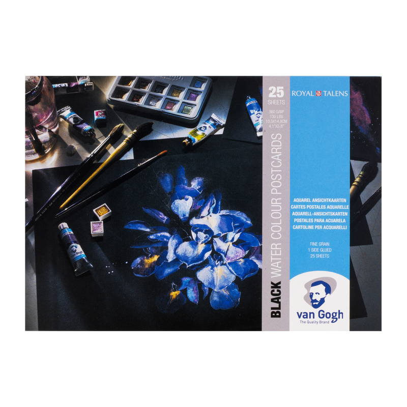 Van Gogh Bloc en papel Negro para Acuarela 360gr A6 25 Hojas Grano Fino