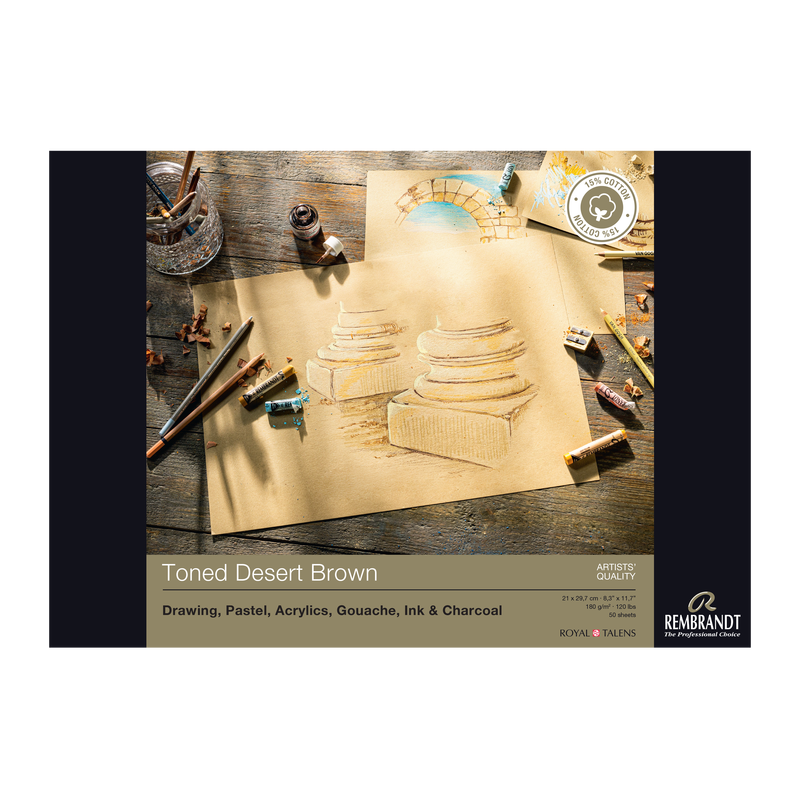 Rembrandt Bloc Multitécnica 180gr-  21x29 7cm 50 Hojas Tono Marrón Desierto