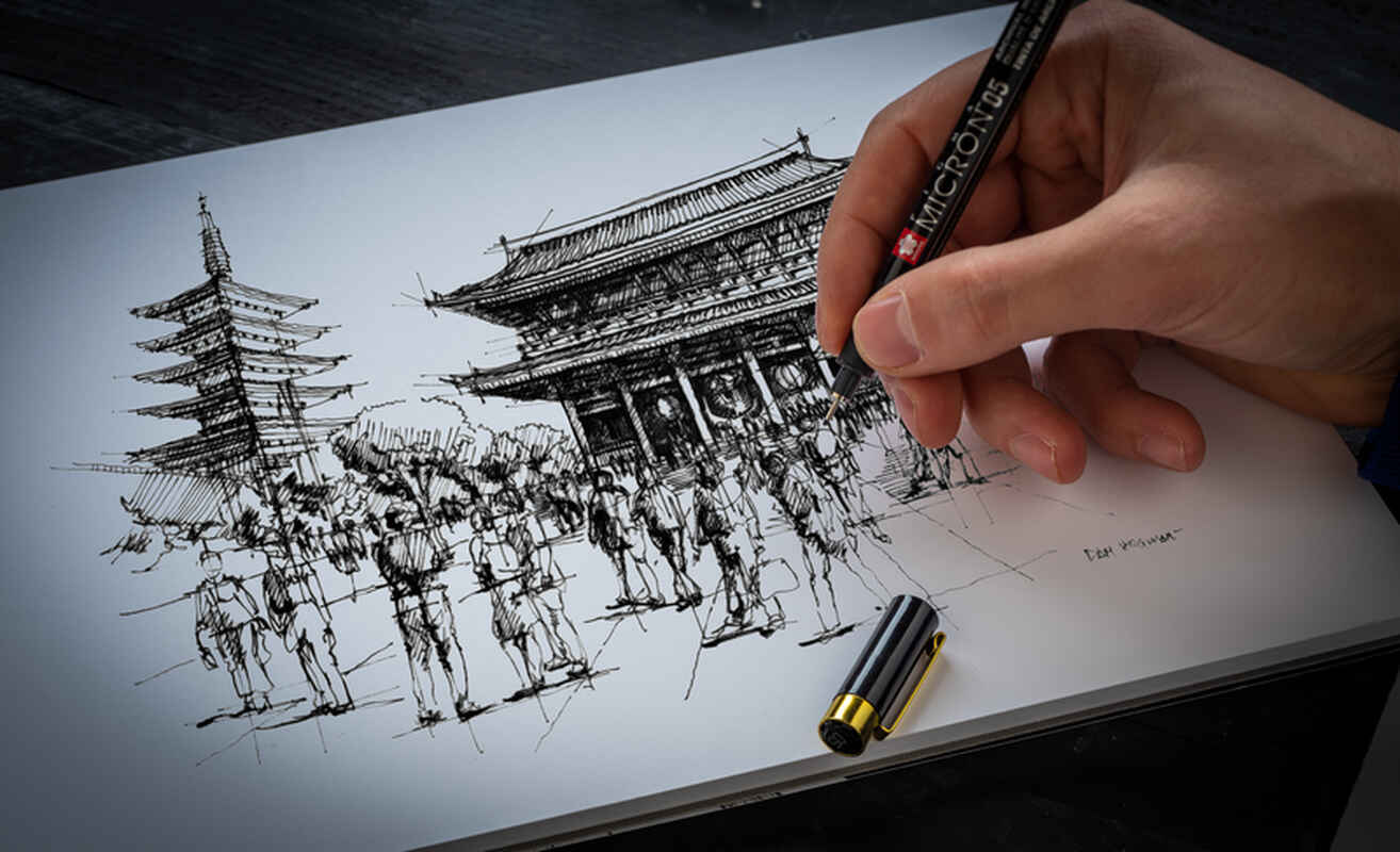 Sakura Talens Set de 12 rotuladores Micron Black &amp; Gold Edition  10 fineliners 1 brushpen 1 every day pen