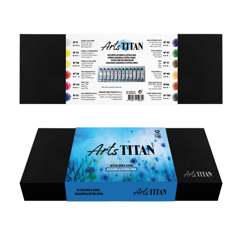 Arts Titan Aquarellkasten Extra Fein 12 Tuben 20 ml