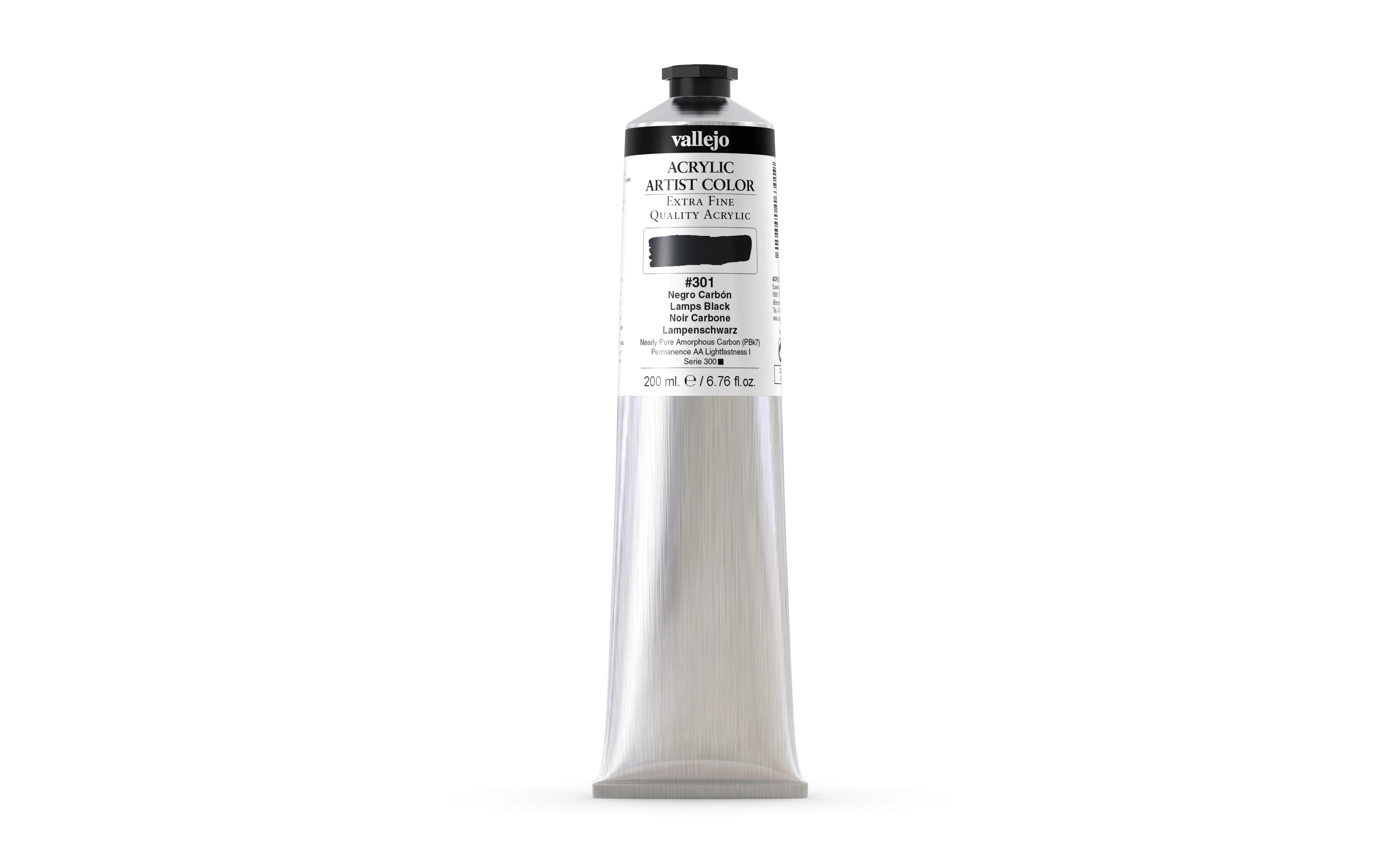 Acrílico Artist Vallejo 301 Negro Carbón 200 ml.