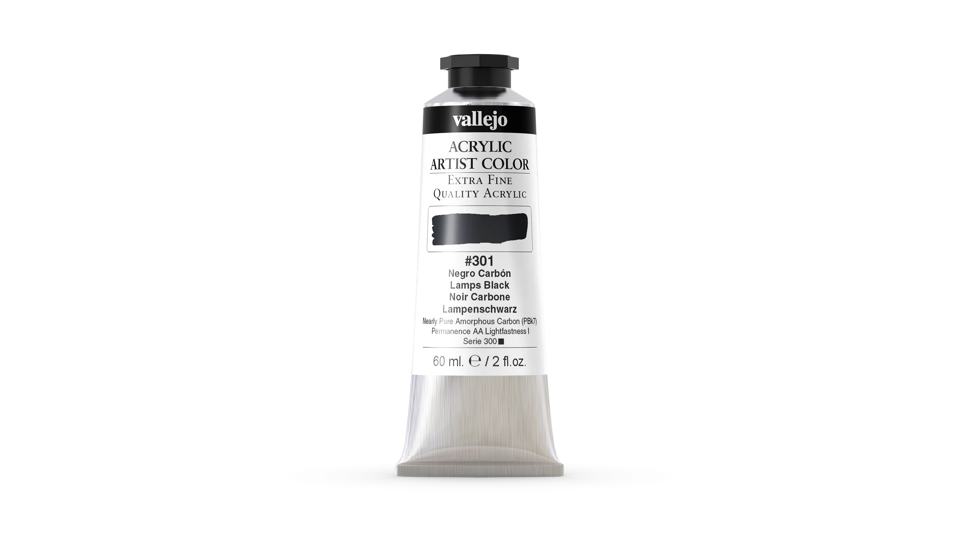 Acrílico Artist Vallejo 301 Negro Carbón 60 ml.