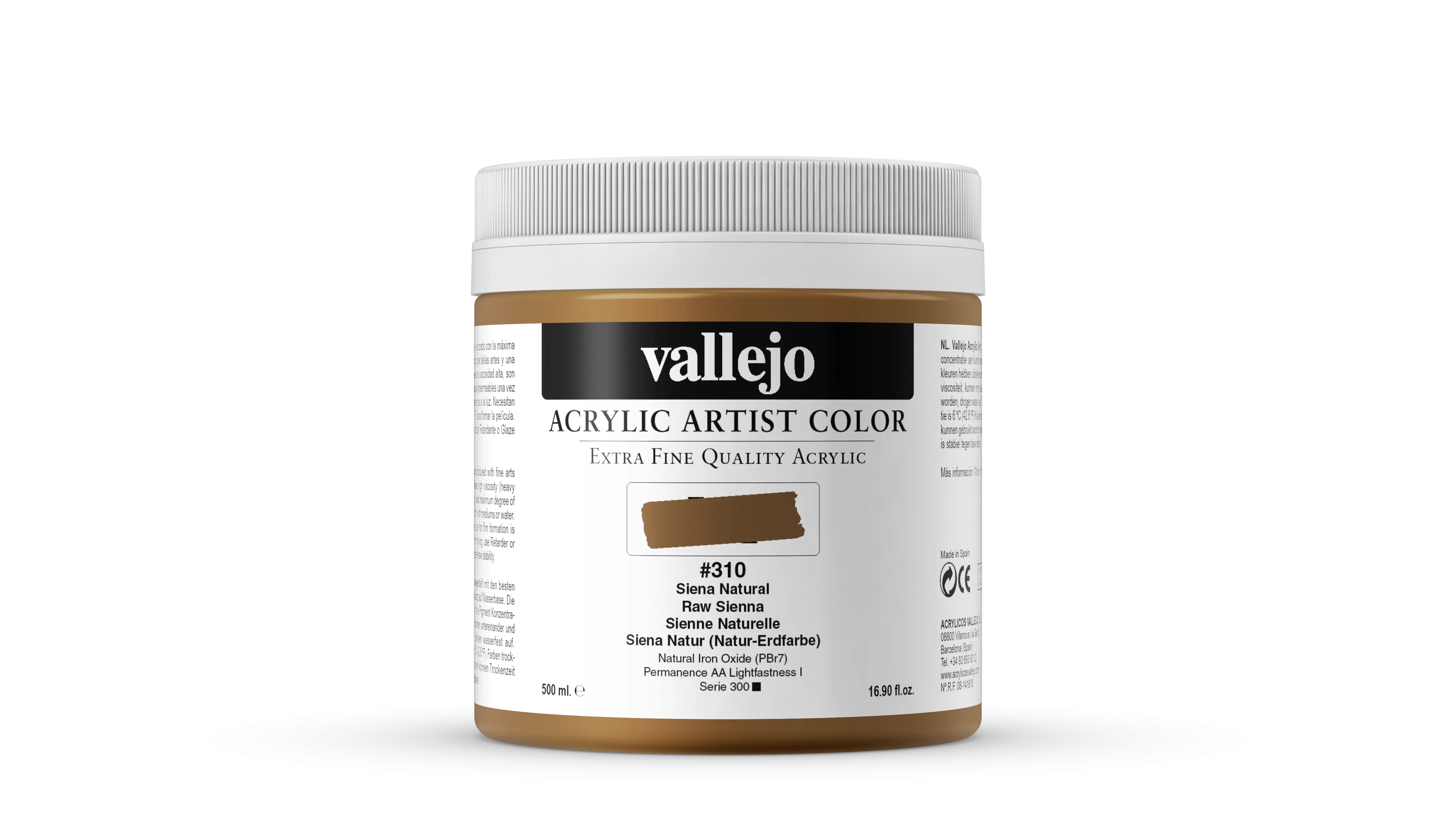 Acrílico Artist Vallejo 310 Siena Natural 500 ml.