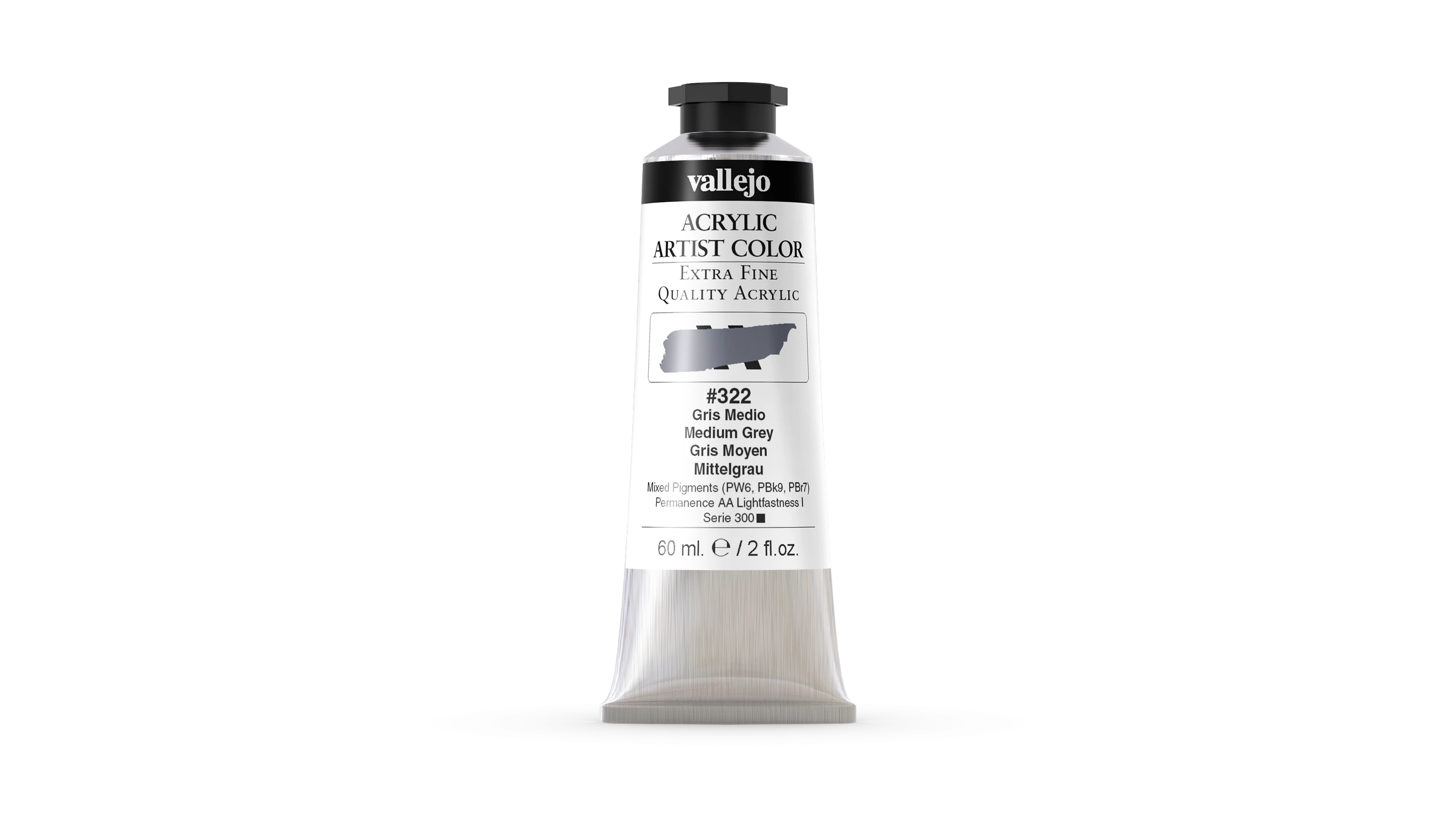 Acrílico Artist Vallejo 322 Gris Medio 60 ml.