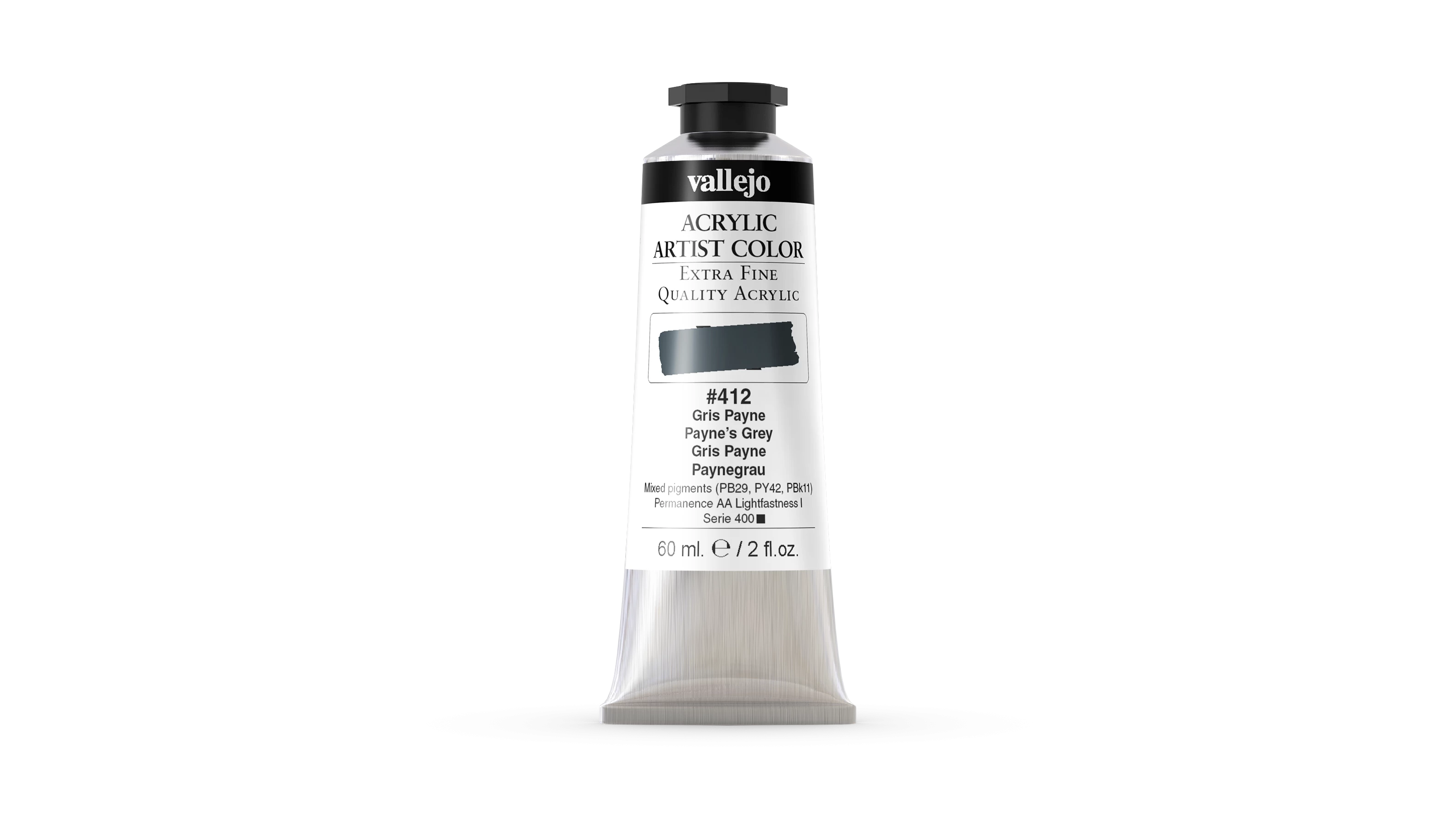 Acrílico Artist Vallejo 412 Gris de Payne 60 ml.