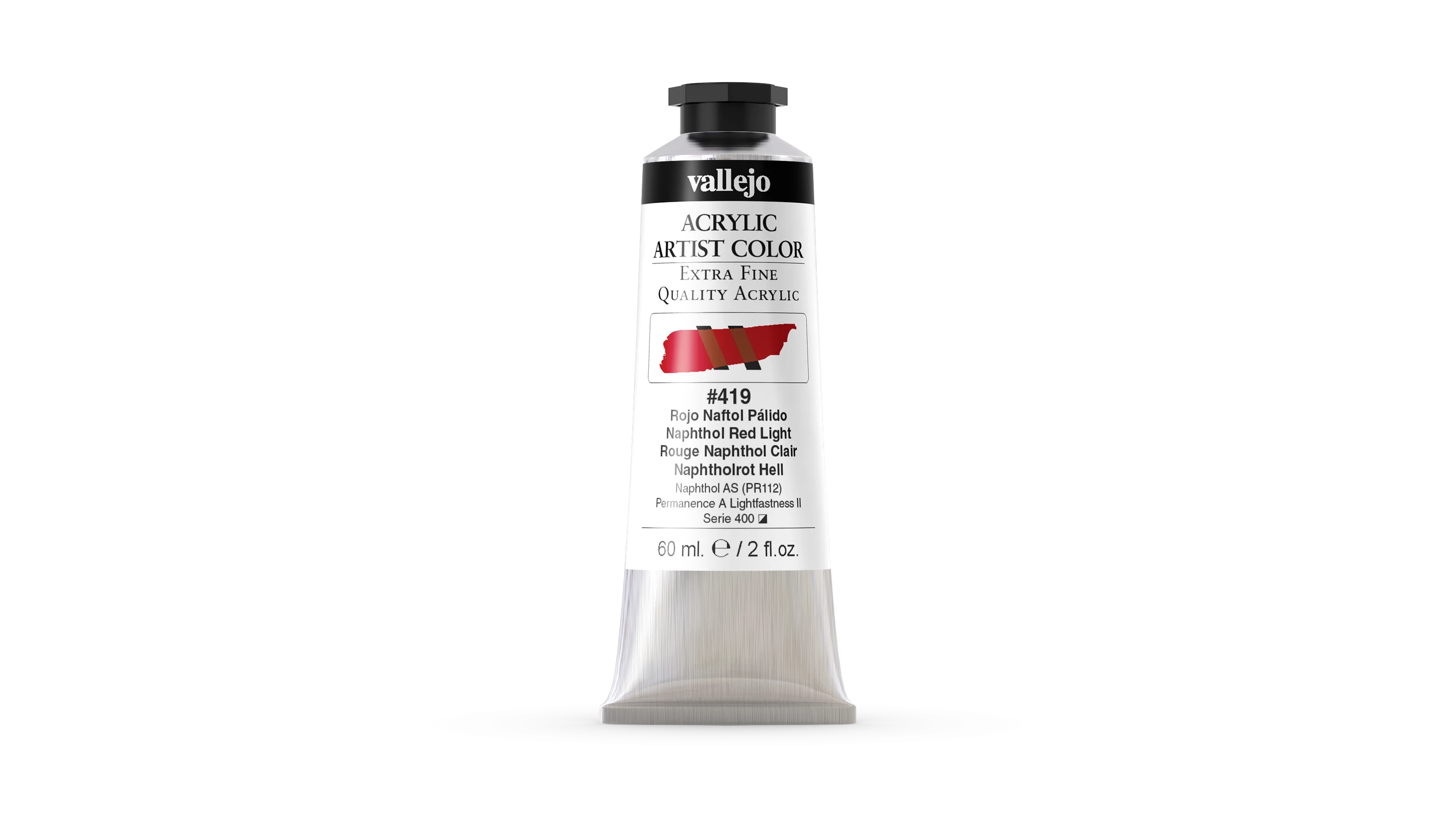 Acrílico Artist Vallejo 419 Rojo Naftol Pálido 60 ml.